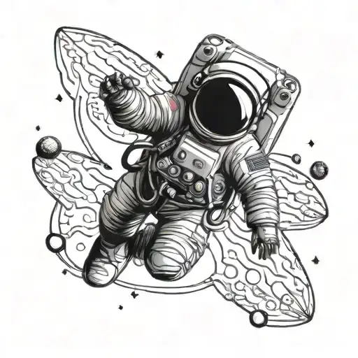 Astronaut Floating In Space With A Galaxt Background