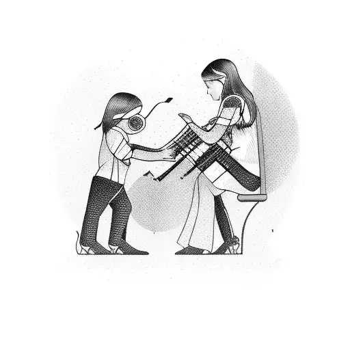 Father And Daughter Playing A Musical Instrument Together