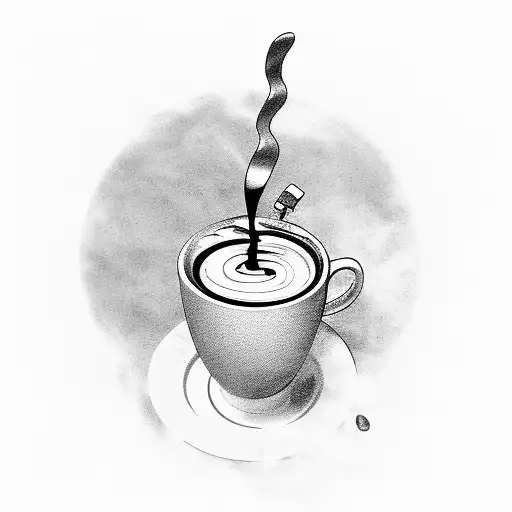 Steaming Coffee Cup With A Heavy Metal Guitar As The Handle