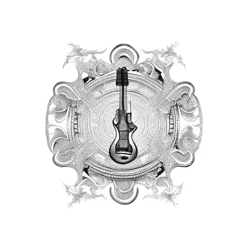 Guitar With Intricate Metal-themed Details