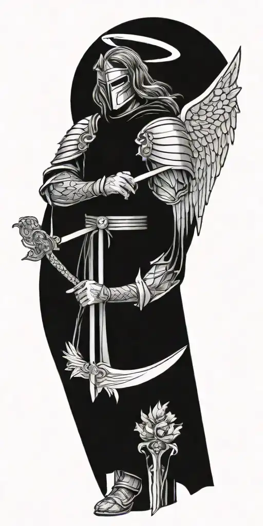 Archangel With Mask Holding Sword