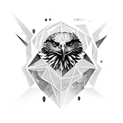 Eagle Over A Woman's Face Depicting A Storm 3D