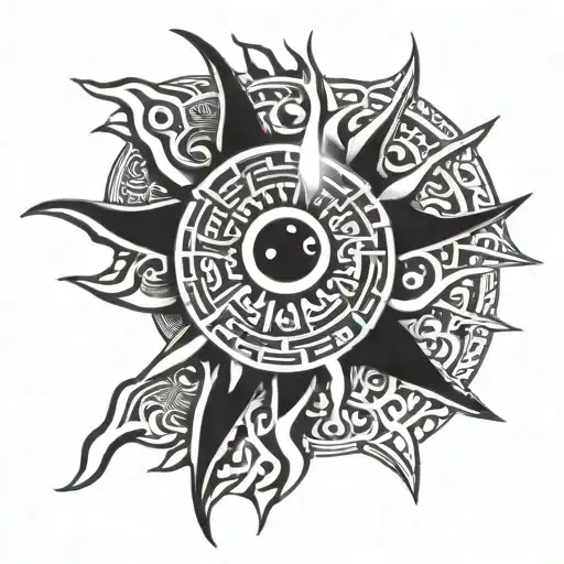 Filipino Tribal Sun Shoulder Tattoo Design