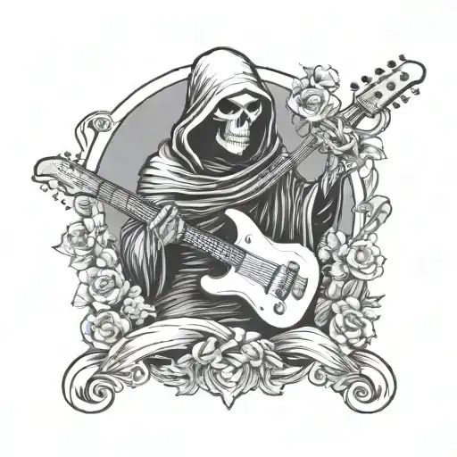 Grim Reaper Playing E Guitar