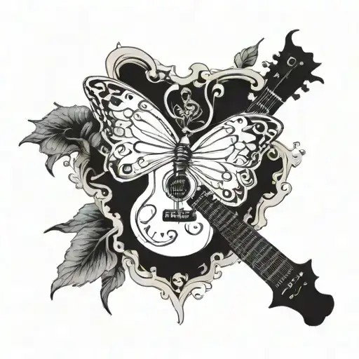 A Skeletal Butterfly Playing A Guitar