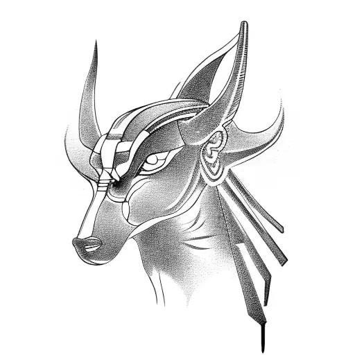 A Tattoo Of The Egyptian God Anubis With An Ankh Symbol