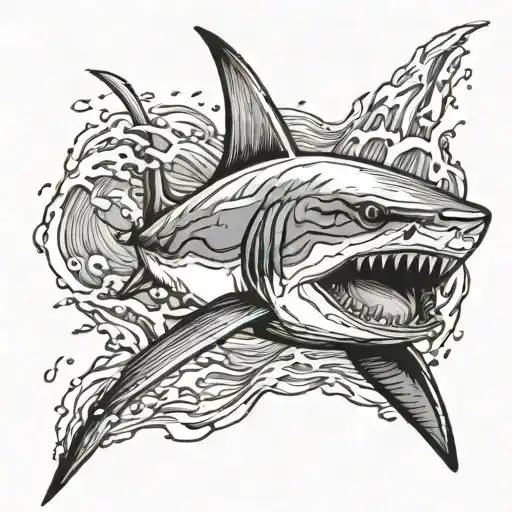 Black And Grey Mako Shark Breaching Water