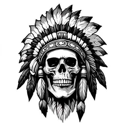 Midle Finger With Indian Chief Skull Ring Finger