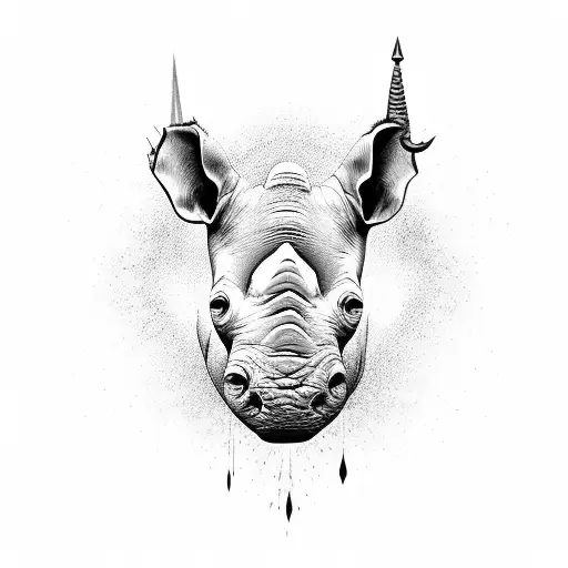 Rhino With Devil Owl On Its Shoulder