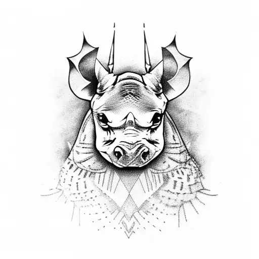 Rhino With Owl On Shoulder