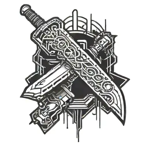 Cyberpunk-inspired Sword With Neon Lights And Futuristic Elements