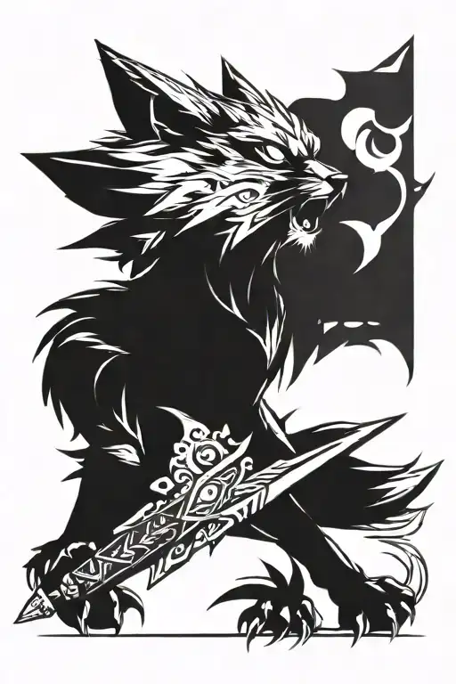 Real Jolteon Holding Ganondorf's Sword In His Mouth Like Zacian Style In Order To Make A Tatoo Of It