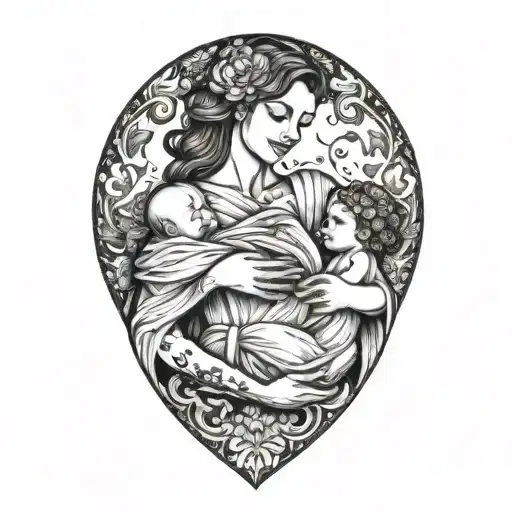 Mother Of Two Children Breastfeeding