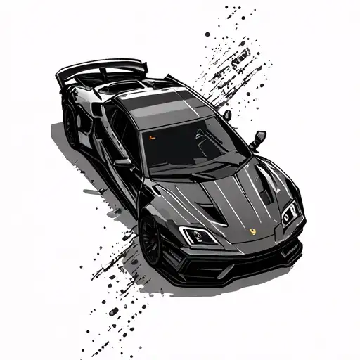 A Pixelated Video Game Controller Merging With A Sleek Sports Car