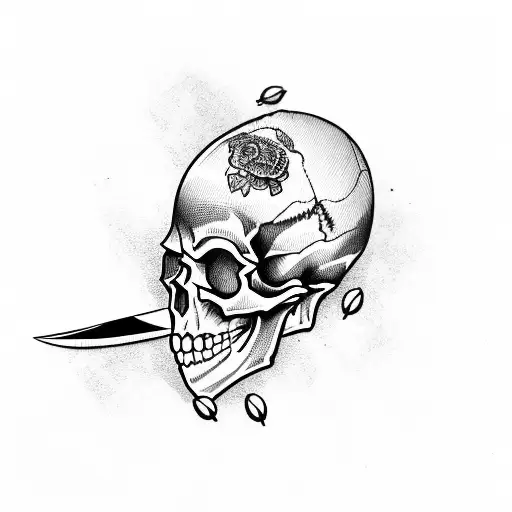 Skull Pierced With A Knife