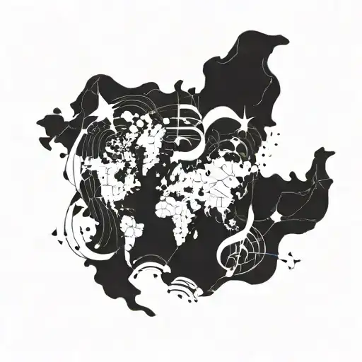 A Music Note Intertwined With A Map Of The World