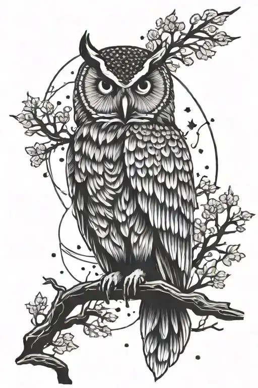 Owl With Night Sky Background