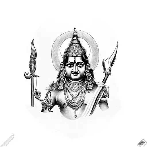 A Detailed Portrait Of Lord Shree Rama Wielding His Divine Bow