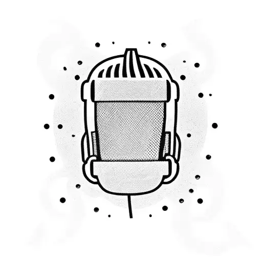 A Blackwork Tattoo Of A Kpop Microphone With The Quote 'Music Is Universal' In Korean Script