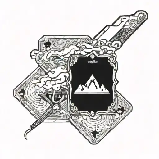 A Cigar Smoke Forming Into A Deck Of Cards With Snowboarding Tracks In The Background
