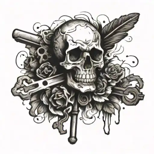 Old Barrique Key With Skull