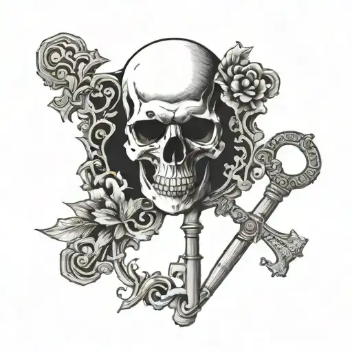 Old Barroque Key With Skull