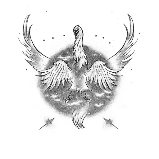 A Majestic Phoenix Soaring Through The Night Sky