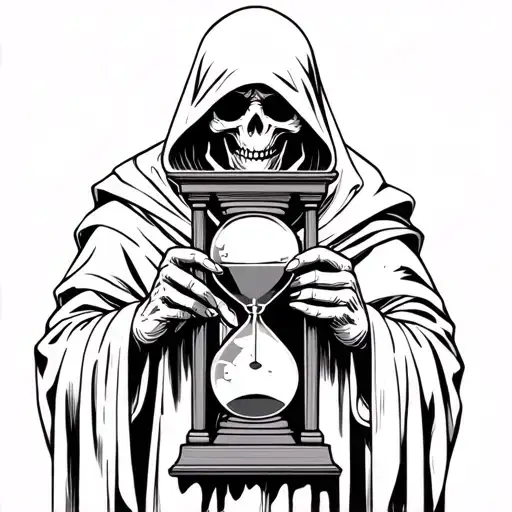 Grim Reaper Holding Hourglass