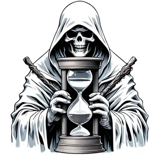 Grim Reaper Holding Hourglass