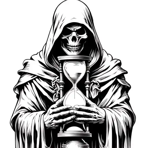 Grim Reaper Holding Hourglass