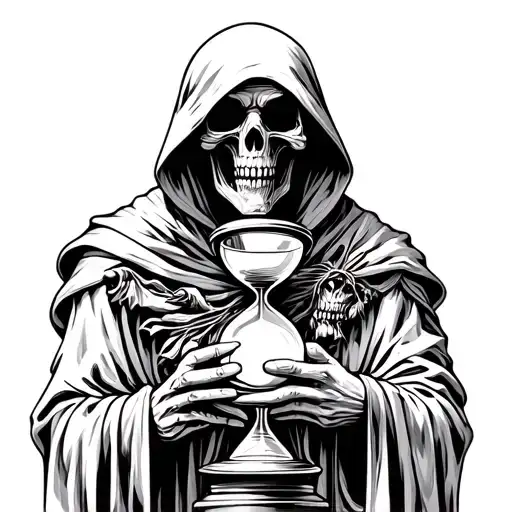 Grim Reaper Holding Hourglass