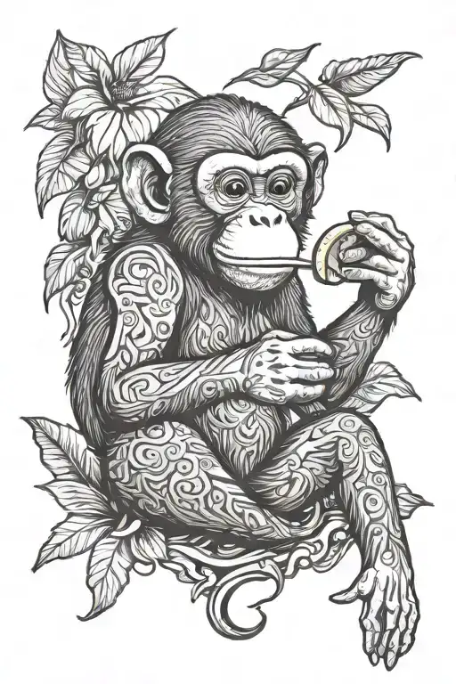 Smart Monkey Eating Banana