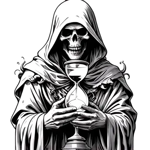 Grim Reaper Holding Hourglass
