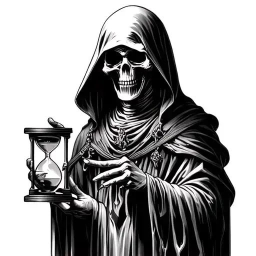 Grim Reaper Holding Hourglass