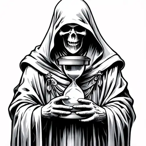Grim Reaper Holding Hourglass