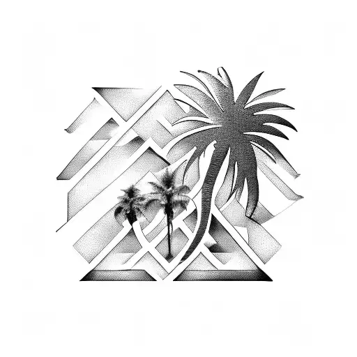 An Geomatric Representation Of A Palm Tree With The Letter 'S' Subtly Integrated Into The Design