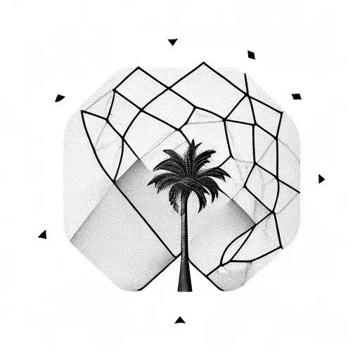 An Geomatric Palm Tree With The Letter 'S' Subtly Integrated Into The Design