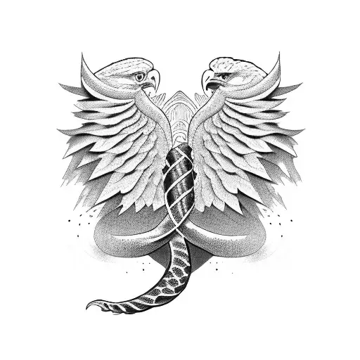 Eagle And Snake Intertwined