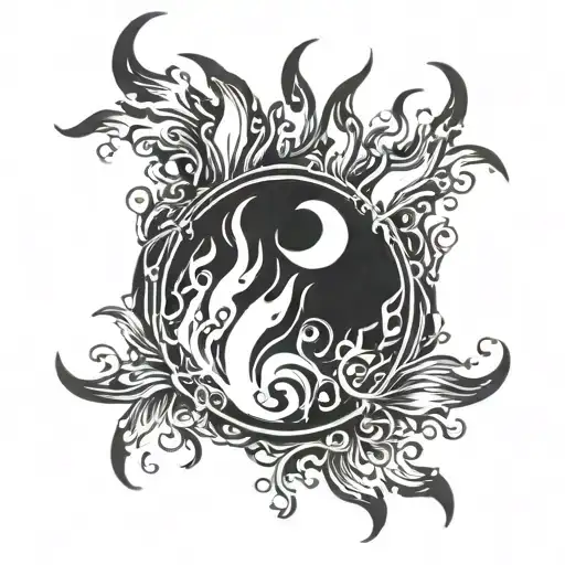 Black Circle With Flames Surrounding