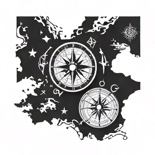 Broken Compass Surrounded With Country Names Written