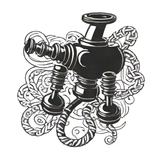 A Hookah Pipe Intertwined With Gaming Controllers