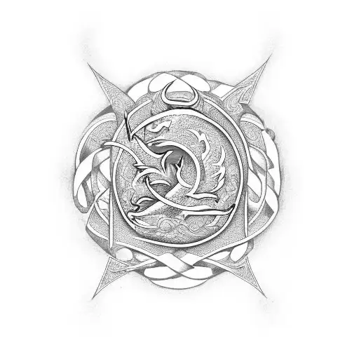 A Reiki Symbol Intertwined With A Dragon