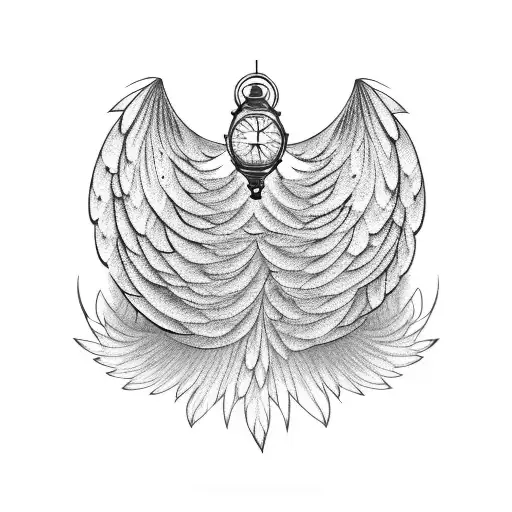 Feathered Wings Emerging From A Clock Face