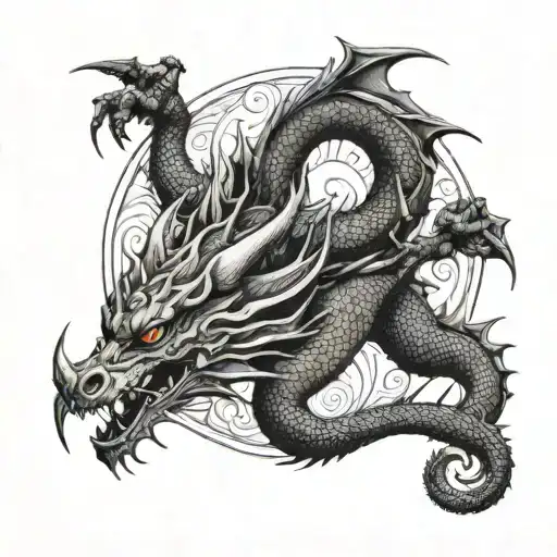 Dragon With Moon