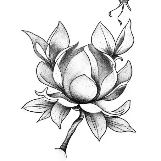 Design A Medieval-inspired Tattoo With A Magnolia Tree And A Spear