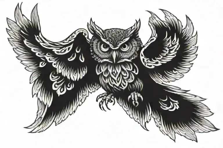 An Angry Owl With A Full Wingspan