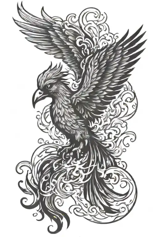 Phoenix Bird Rising From Ashes