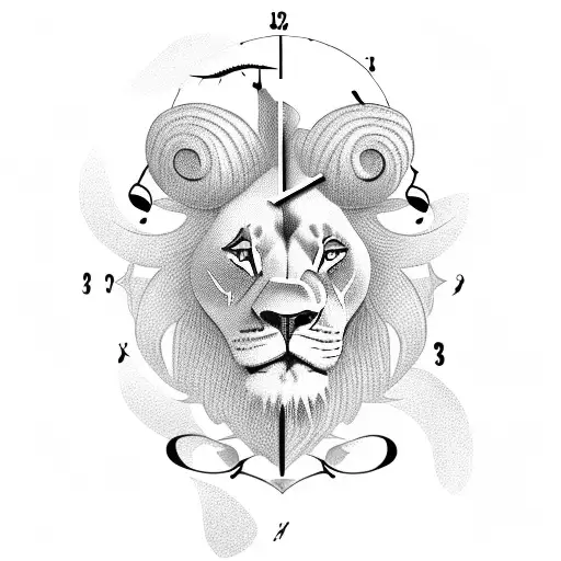 Old Clock And Music And Lion