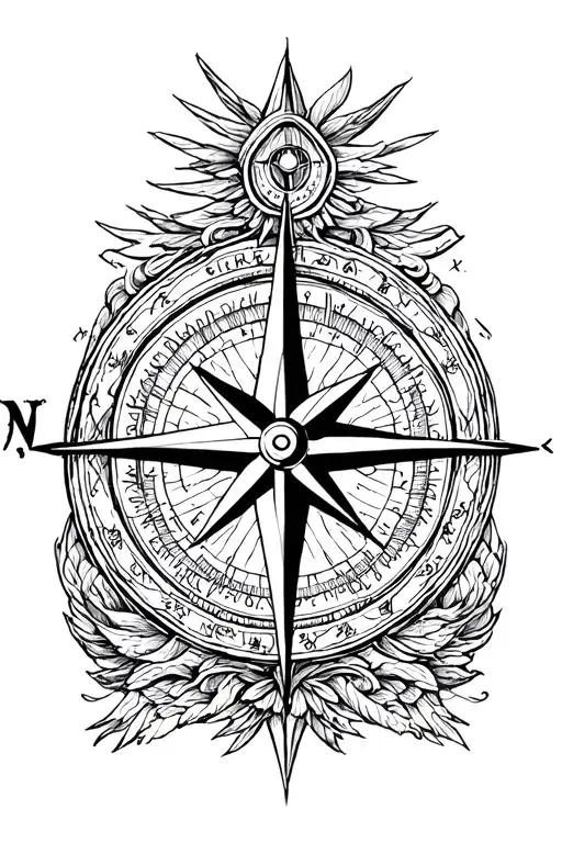 Compass Rose With Intricate