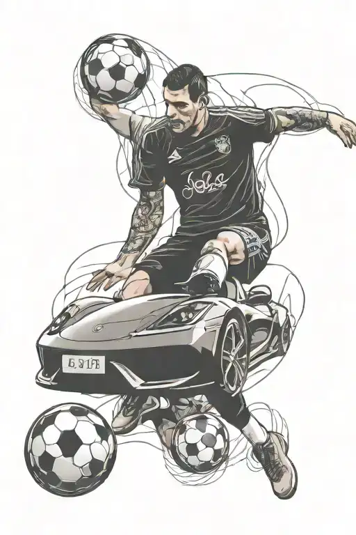 Incorporate A Sleek Sports Car Into A Symbolizing The Client's Love For Both Cars And Soccer